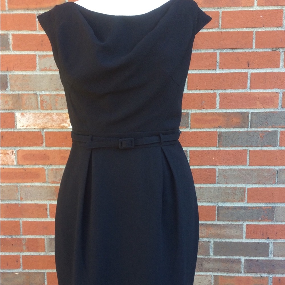 Shoshanna black belted cocktail dress